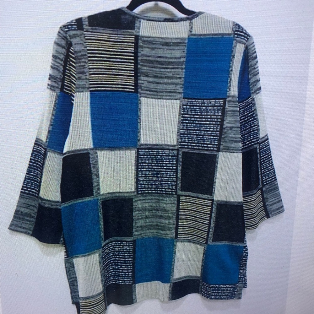 Ming Wang Women's Multicolor Patchwork Cardigan - image 3